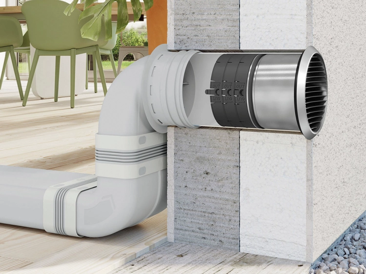 Kanał ścienny z systemem Thermobox z wejściem ø 150 mm