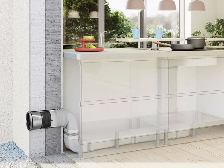 Kanał ścienny z systemem Thermobox z wejściem ø 150 mm